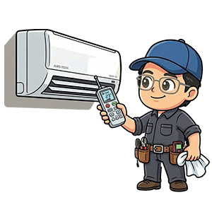 取り外した部品を洗浄・拭き上げしている便利屋きくのキャラクター