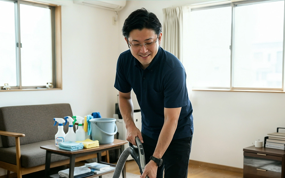 ハウスクリーニングしている様子